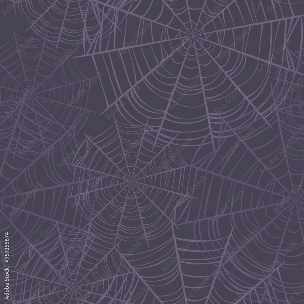 Halloween background with spider web on dark. Seamless pattern. Vector ...