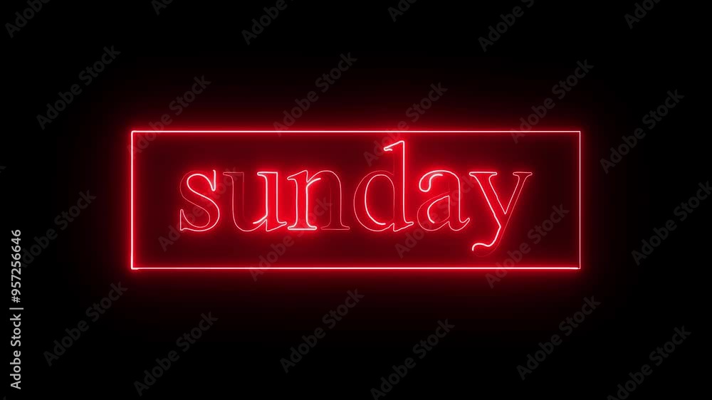 Sunday text icon animation with neon glowing 4k video.. Sunday text icon animation with neon glowing 4k video..