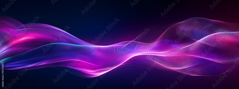 Abstract purple and blue background with wavy lines, gradient effect, futuristic style, high resolution, detailed texture, soft lighting, shadows, reflections Abstract purple and blue background with wavy lines, gradient effect, futuristic style, high resolution, detailed texture, soft lighting, shadows, reflections