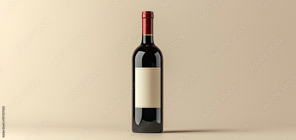Blank Wine Bottle Label Minimalist Perspective Centered Composition Beige Background Unbranded Design Bottle Mockup Blank Wine Bottle Label Minimalist Perspective Centered Composition Beige Background Unbranded Design Bottle Mockup