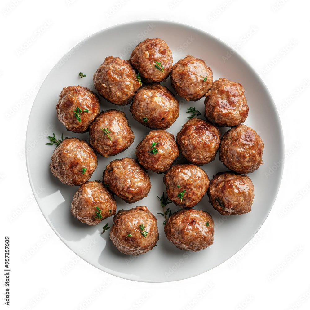 High definition topview Meatballs isolated on white plate High definition topview Meatballs isolated on white plate