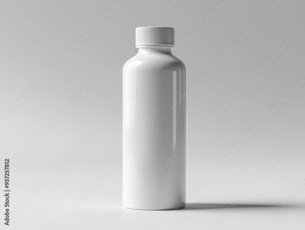 Minimalist White Bottle Mockup Centered Clean Lines Cast Shadow Blank Label Bottle Mockup Minimalist White Bottle Mockup Centered Clean Lines Cast Shadow Blank Label Bottle Mockup