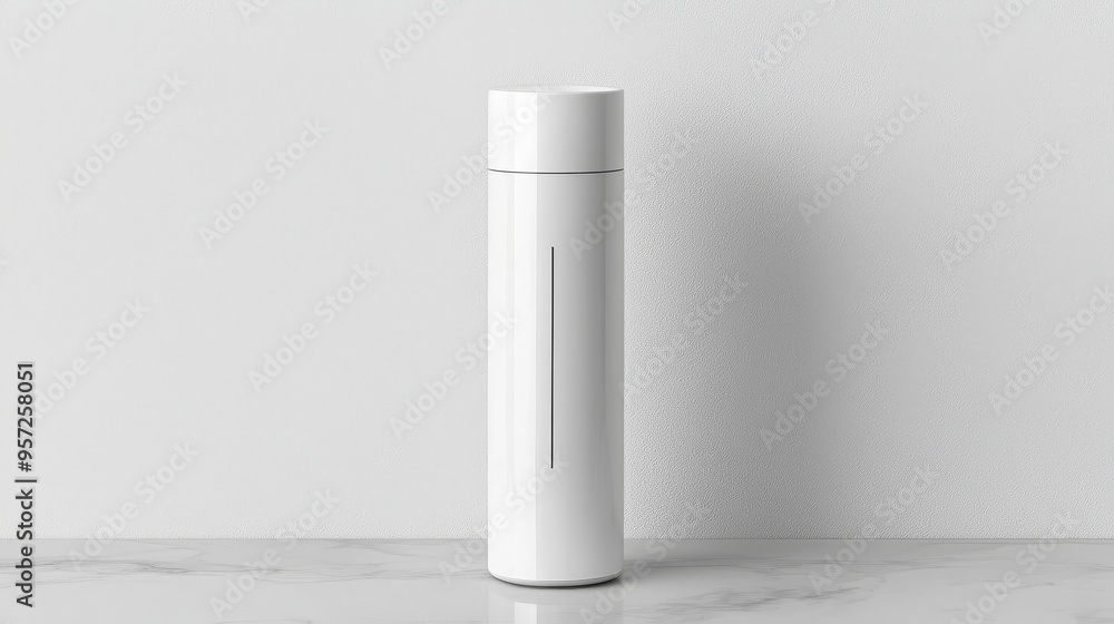 Minimalist White Cylinder on Marble Surface Simple Clean Design Perspective View Empty Space for Branding Bottle Mockup Minimalist White Cylinder on Marble Surface Simple Clean Design Perspective View Empty Space for Branding Bottle Mockup