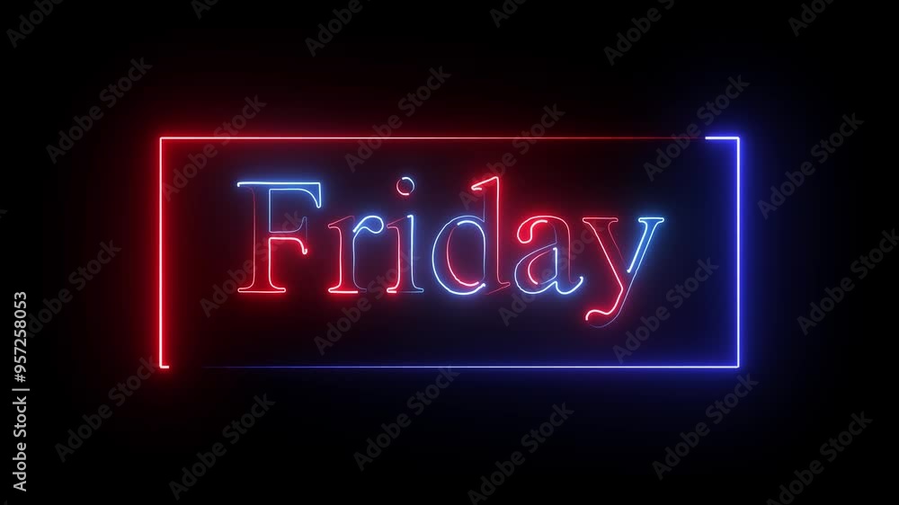 Blue and red neon light friday text animation 4k video. Blue and red neon light friday text animation 4k video.