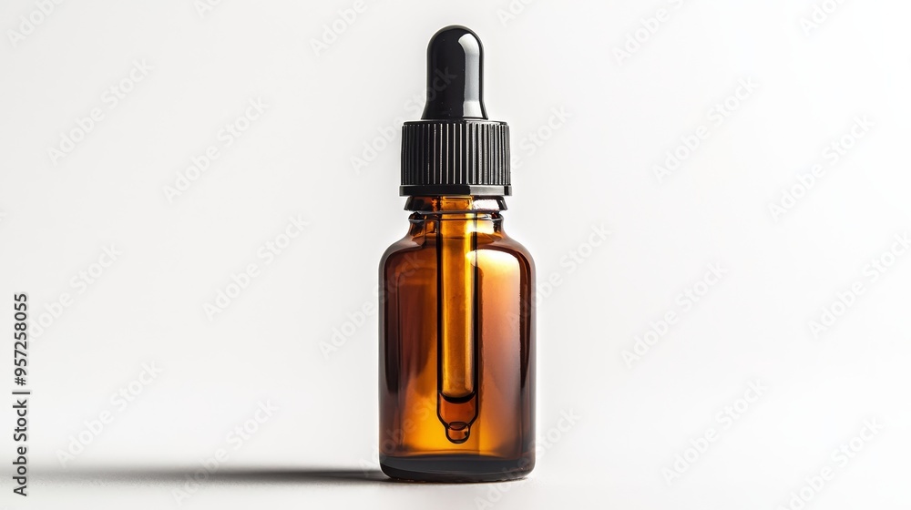 Amber Dropper Bottle on White Background Minimalist Composition with Focus on Texture and Form Bottle Mockup Amber Dropper Bottle on White Background Minimalist Composition with Focus on Texture and Form Bottle Mockup