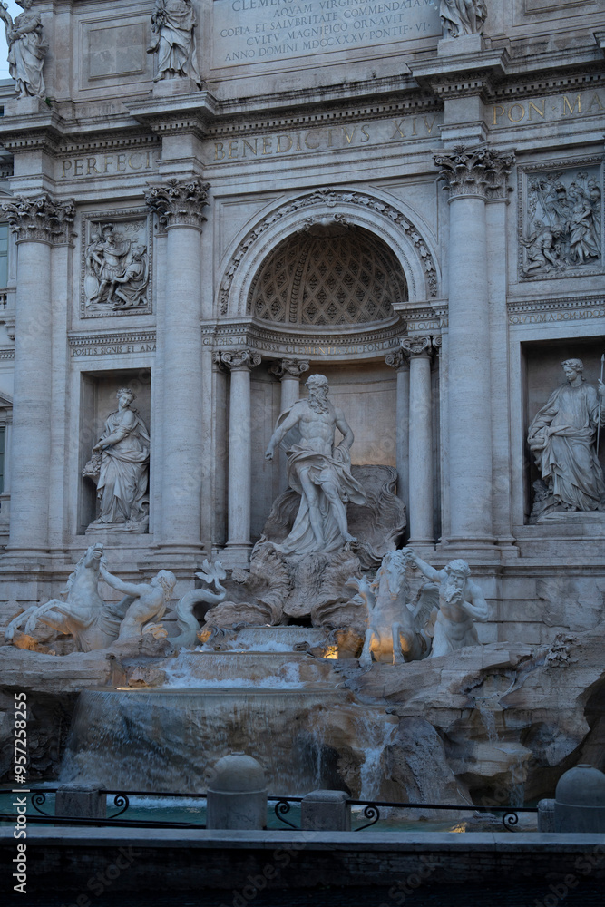 Early morning at the Trevi fountain Early morning at the Trevi fountain