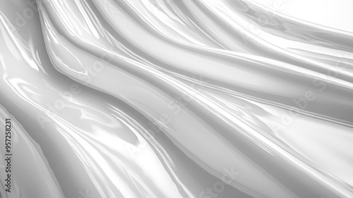 Abstract White Fabric Waves A LowAngle Perspective of Smooth Reflective Draped Material Bottle Mockup