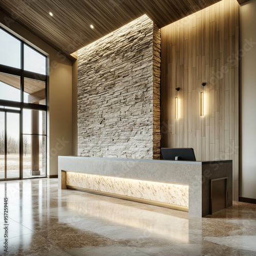 entry foyer photorealistic render for clubhouse (