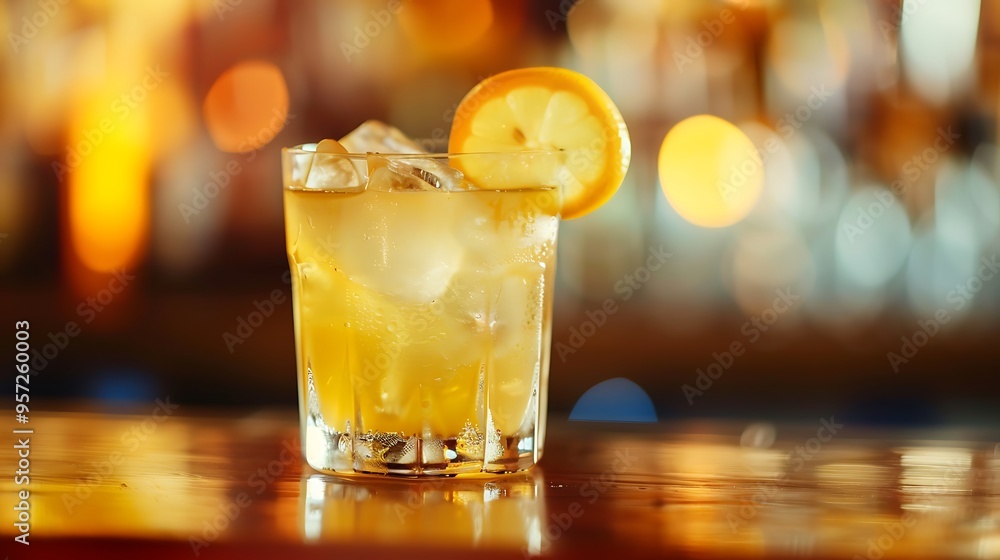 Trademark drink with lemon on an appetizer counter cocktail drinks on a table Trademark drink with lemon on an appetizer counter cocktail drinks on a table
