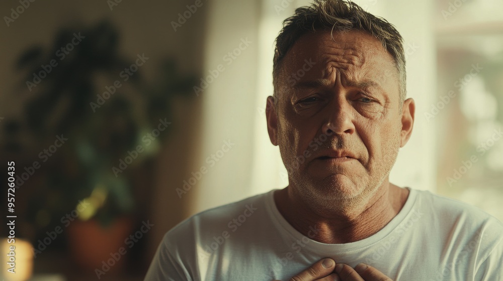 Fototapeta premium Middle-aged Man with chest pain