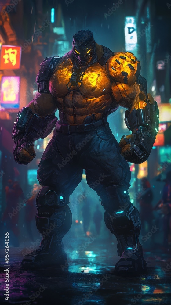 supeheroic character design concept in an atmospheric cyberpunk city setting with vibrant neon lights supeheroic character design concept in an atmospheric cyberpunk city setting with vibrant neon lights