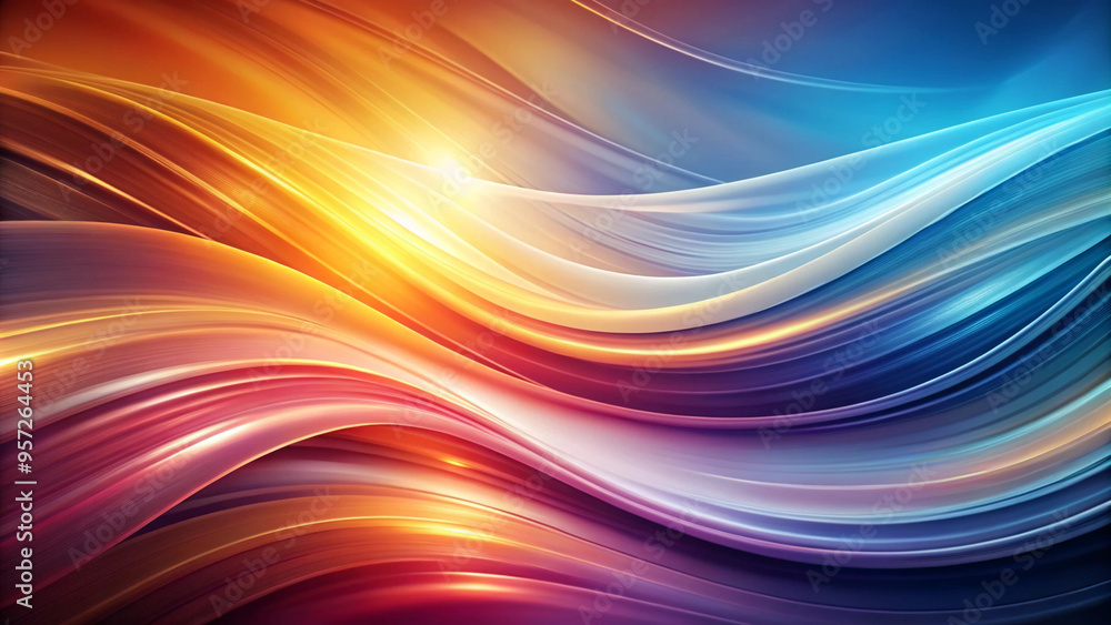 Obraz premium An abstract background of smooth, colorful waves, blending various hues in a visually appealing manner.