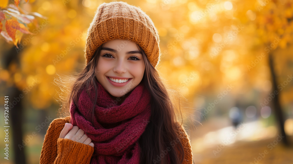 Portrait of young happy smiling caucasian girl in autumn park, positive cheerful young woman enjoying a walk outdoors in autumn forest. Active lifestyle, good health. Enjoying outdoors. Portrait of young happy smiling caucasian girl in autumn park, positive cheerful young woman enjoying a walk outdoors in autumn forest. Active lifestyle, good health. Enjoying outdoors.