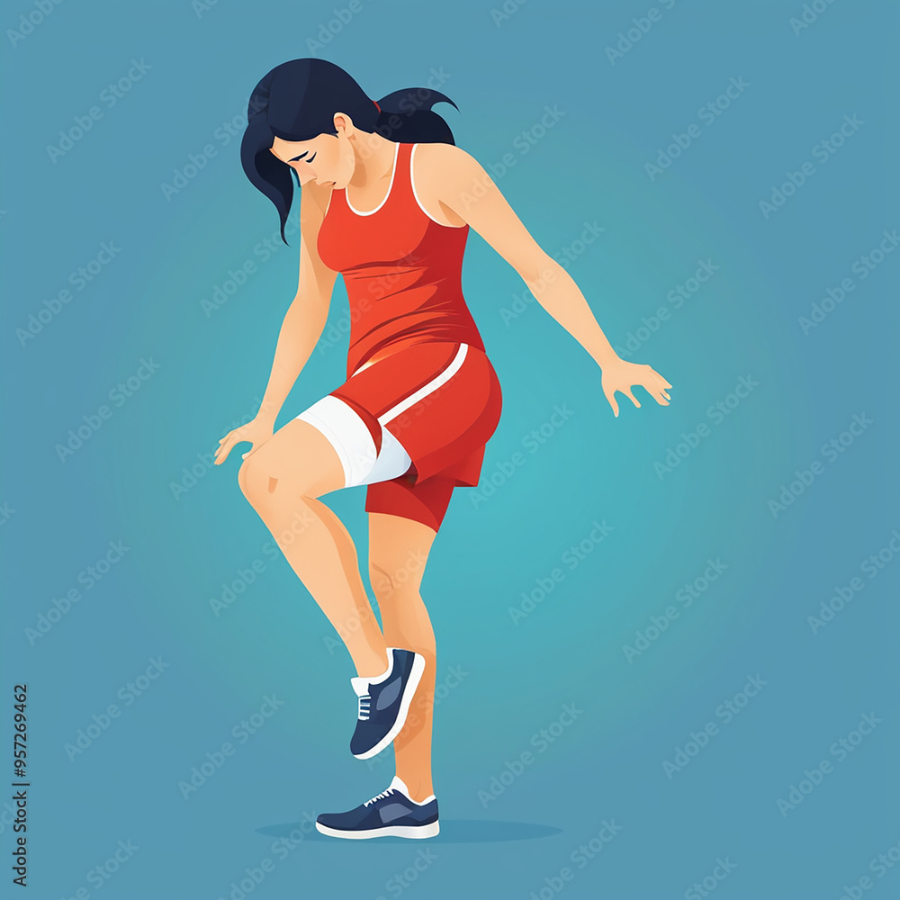 Woman with pain in her foot after sports injury Woman with pain in her foot after sports injury