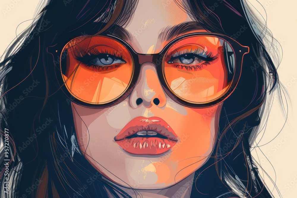 Fashion model with pink sunglasses Fashion model with pink sunglasses