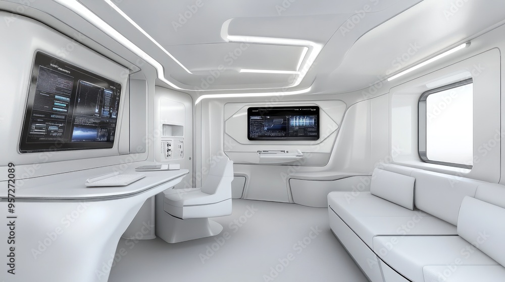 Exploring the moon: A futuristic spaceship control room with advanced displays and intricate technology Exploring the moon: A futuristic spaceship control room with advanced displays and intricate technology