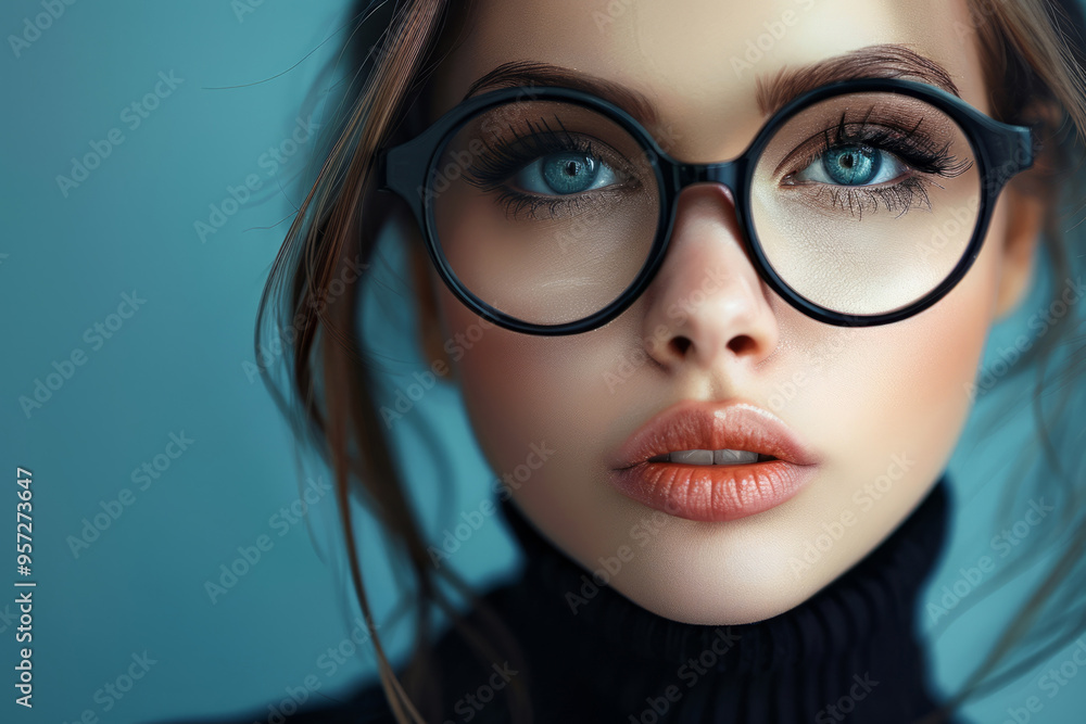 Young beautiful woman in glasses beauty portrait Young beautiful woman in glasses beauty portrait