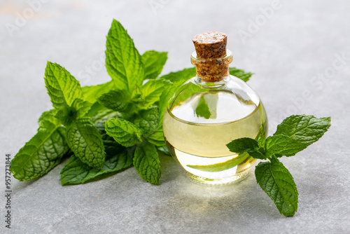 Bottle of mint essential oi...