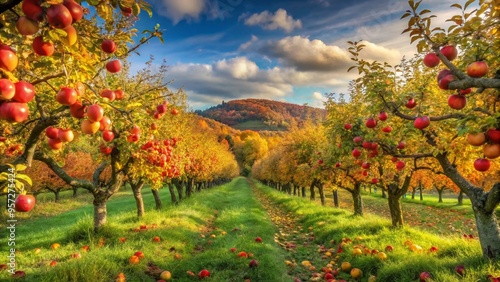 Autumn. Apple orchard.