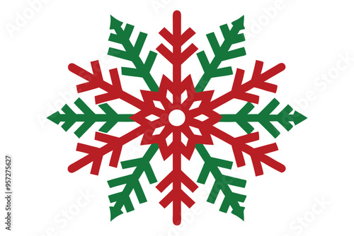 red and green christmas snowflake vector illustration