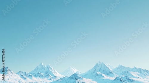 Snow-capped mountains under a clear blue sky, winter weather, cold and majestic