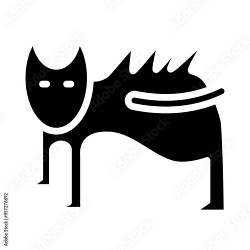 Scary Cat Vector Line Icon Design