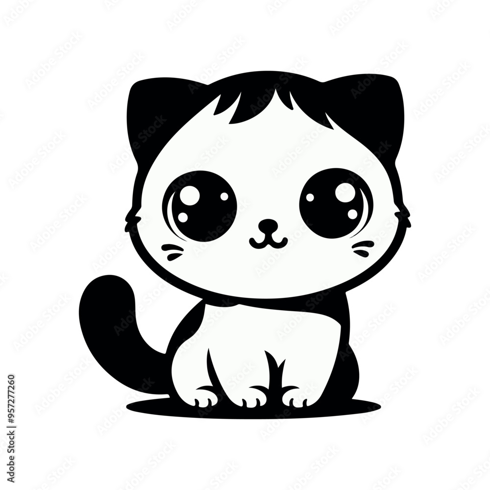 Cute Little Cat vector art illustration. 