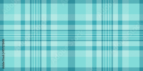 Fashioned seamless pattern textile, online background tartan check. Serene vector texture plaid fabric in cyan and teal colors.