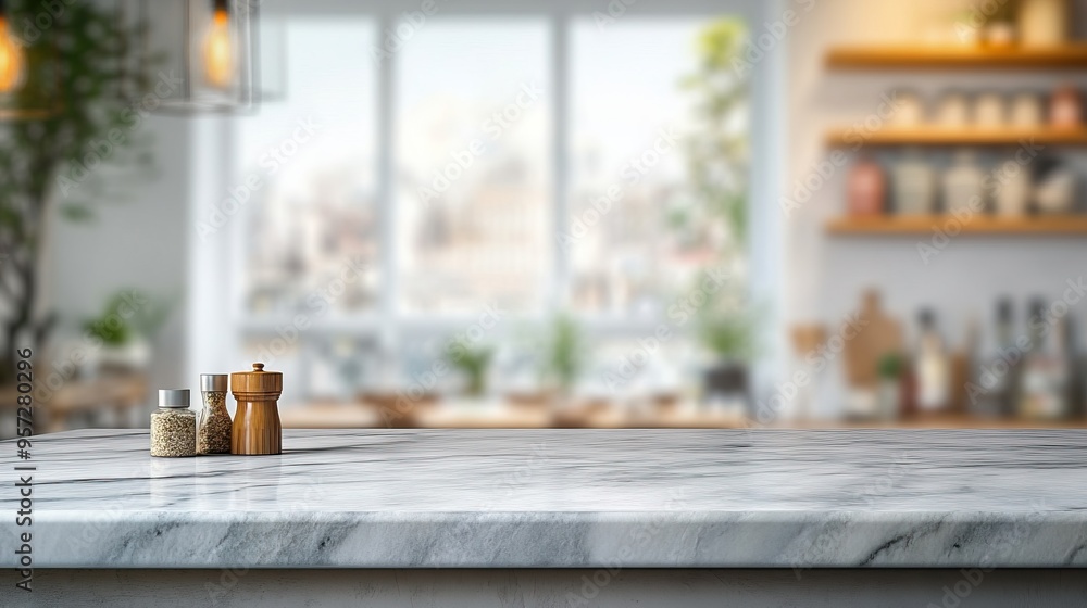 Elegant kitchen countertop with spices, featuring a bright and airy ambiance, perfect for culinary inspiration and home decor. Elegant kitchen countertop with spices, featuring a bright and airy ambiance, perfect for culinary inspiration and home decor.