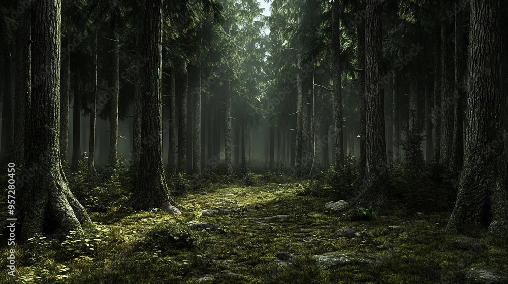 Obraz premium north forest, photo realistic