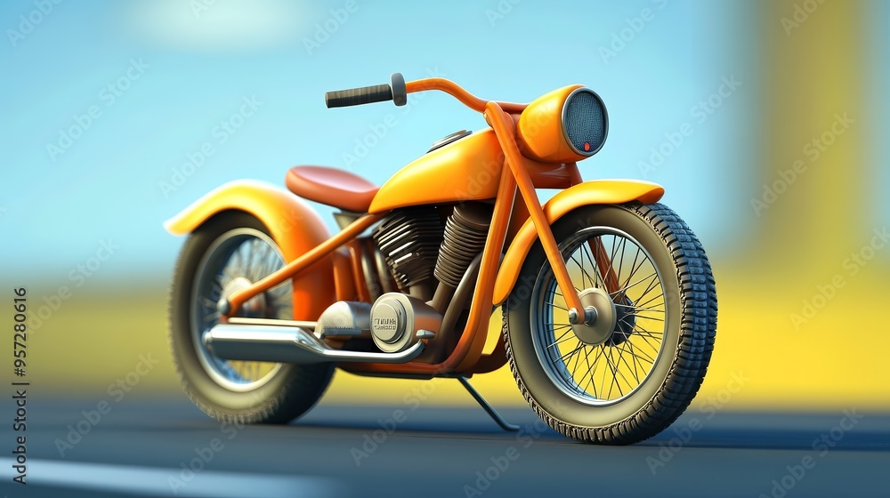 Vibrant orange motorcycle on a scenic road, showcasing classic design and style. Perfect for automotive enthusiasts. Vibrant orange motorcycle on a scenic road, showcasing classic design and style. Perfect for automotive enthusiasts.