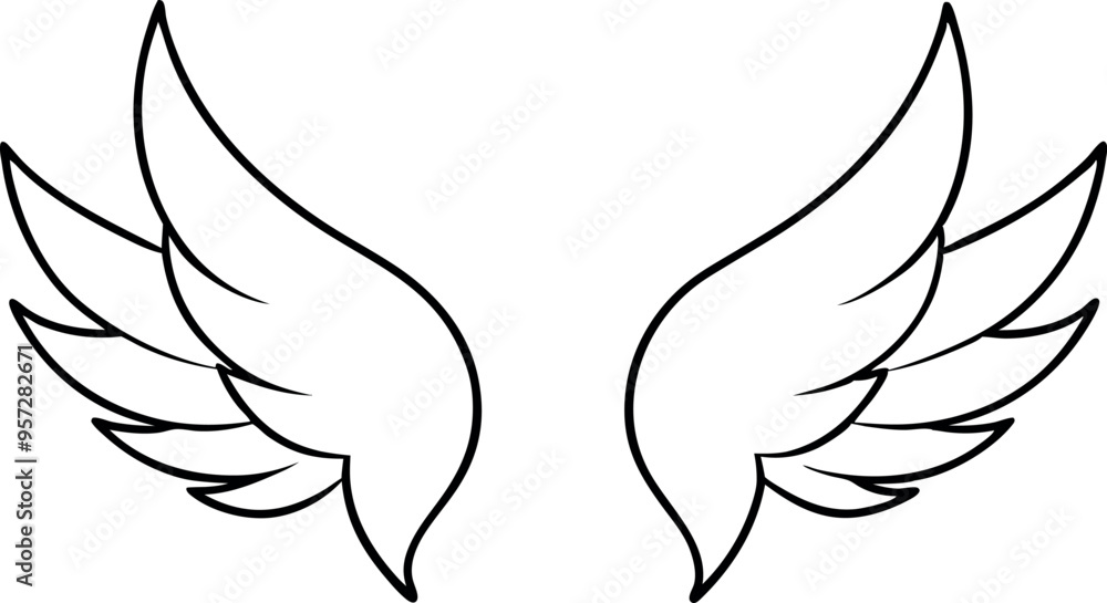 Elegant Line Art of Angel Wings Symbolizing Freedom and Spirituality Elegant Line Art of Angel Wings Symbolizing Freedom and Spirituality