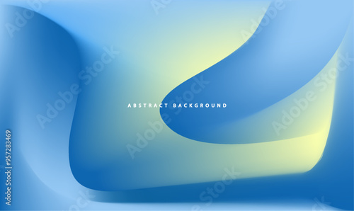 Dynamic Abstract Gradient Blue and Yellow Mix Wallpaper with Spacious Copy Area for Modern Interiors