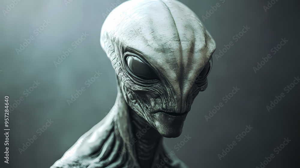 Grey alien extremely detailed and realistic high resolution 3d illustration of an extraterrestrial being. Alien. Illustration Grey alien extremely detailed and realistic high resolution 3d illustration of an extraterrestrial being. Alien. Illustration