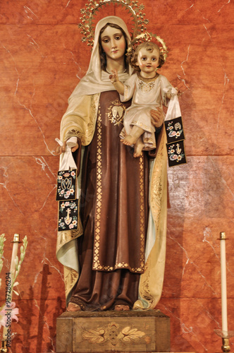 Obraz na plátne Image of the Virgen del Carmen in the church of the Convent of the Discalced Car
