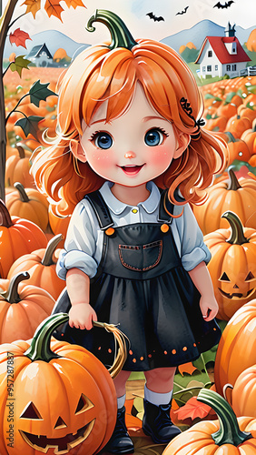 A Cute Pumpkin Patch: Chubby Pumpkins Don Friendly Expressions photo