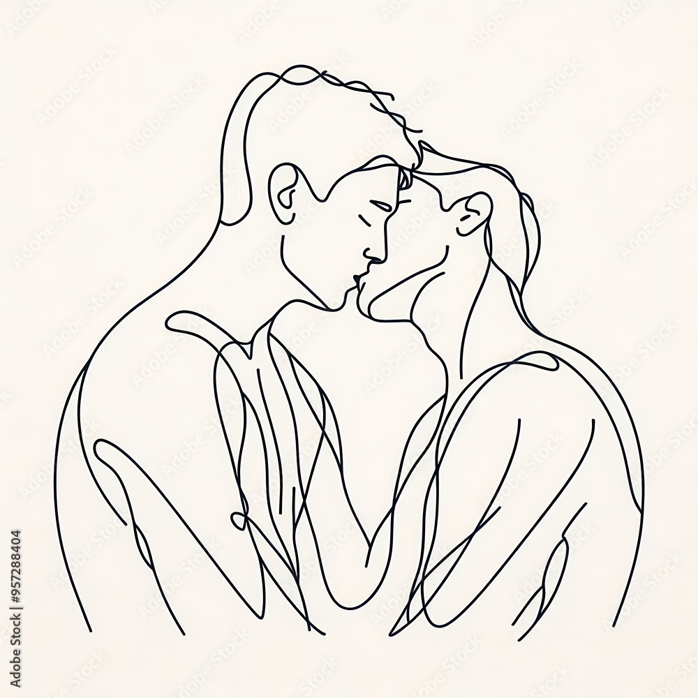 A minimalist line art illustration depicting two men in a tender embrace, symbolizing love and connection. Perfect for themes of romance and LGBTQ+ representation. A minimalist line art illustration depicting two men in a tender embrace, symbolizing love and connection. Perfect for themes of romance and LGBTQ+ representation.