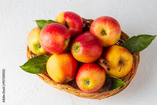 Delicious fresh apples in a...