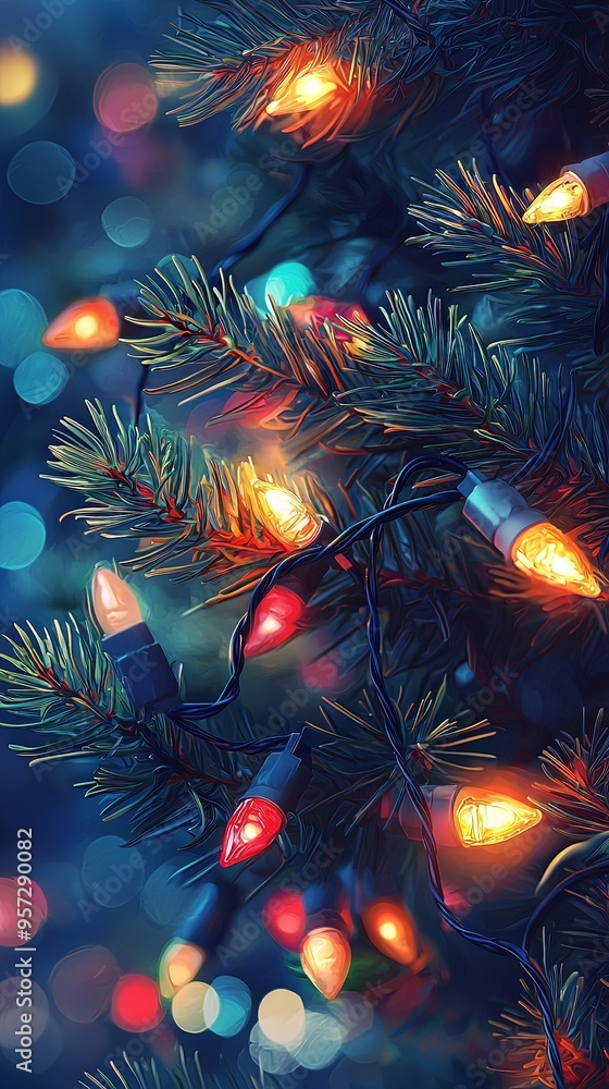 A close-up of a fir tree adorned with colorful Christmas lights, radiating a festive and warm glow, indicative of holiday celebrations and joy. A close-up of a fir tree adorned with colorful Christmas lights, radiating a festive and warm glow, indicative of holiday celebrations and joy.