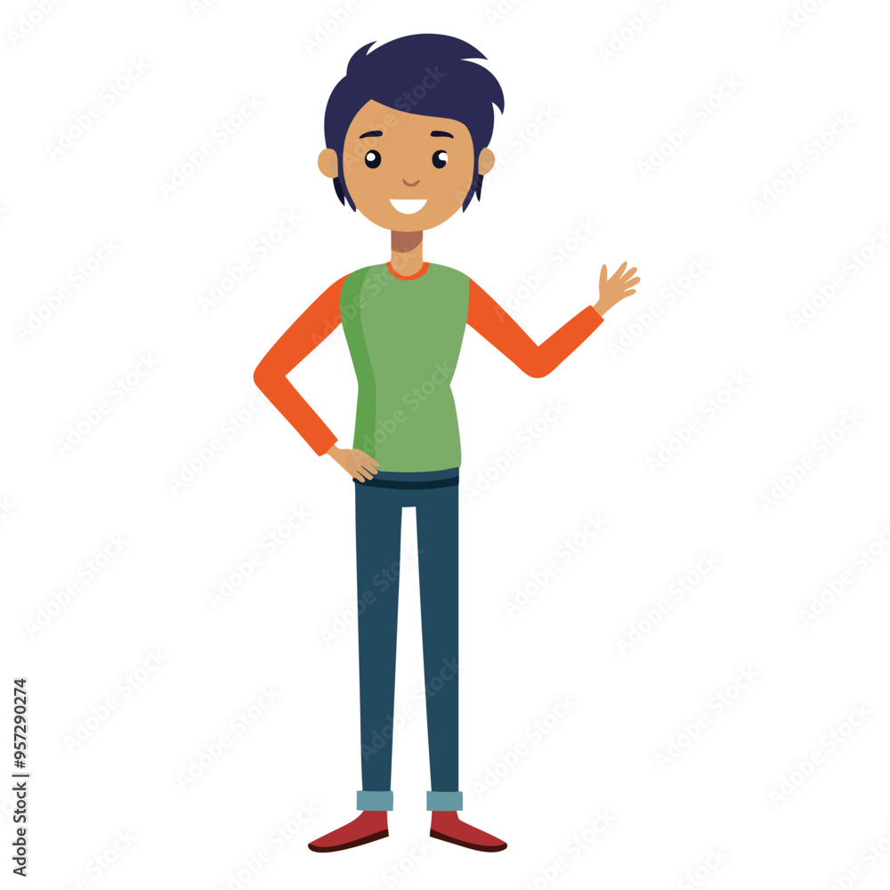 Cartoon Style Person Showing Wait Sign with Hand, Vector Illustration, Simple Character Design, Gesture Communication, Ideal for Websites, and Instructional Materials, Isolated on White Background Cartoon Style Person Showing Wait Sign with Hand, Vector Illustration, Simple Character Design, Gesture Communication, Ideal for Websites, and Instructional Materials, Isolated on White Background