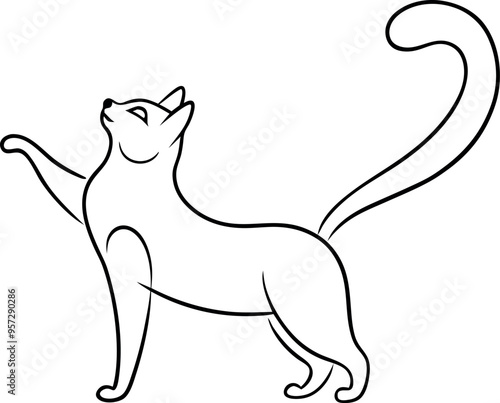 Elegant Cat Outline Illustration in Minimalist Style