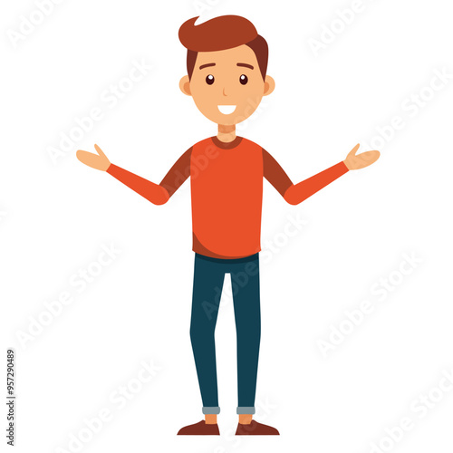 Cartoon Style Person Showing Wait Sign with Hand, Vector Illustration, Simple Character Design, Gesture Communication, Ideal for Websites, and Instructional Materials, Isolated on White Background