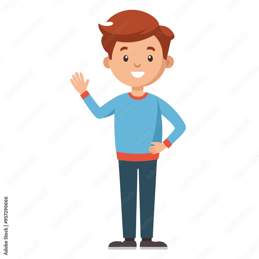 Cartoon Style Person Showing Wait Sign with Hand, Vector Illustration, Simple Character Design, Gesture Communication, Ideal for Websites, and Instructional Materials, Isolated on White Background Cartoon Style Person Showing Wait Sign with Hand, Vector Illustration, Simple Character Design, Gesture Communication, Ideal for Websites, and Instructional Materials, Isolated on White Background