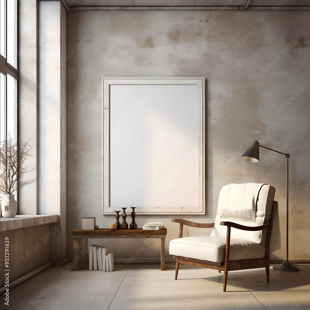 Blank white canvas in frame for mockups, posters and art illustrations, to display your artwork Blank white canvas in frame for mockups, posters and art illustrations, to display your artwork