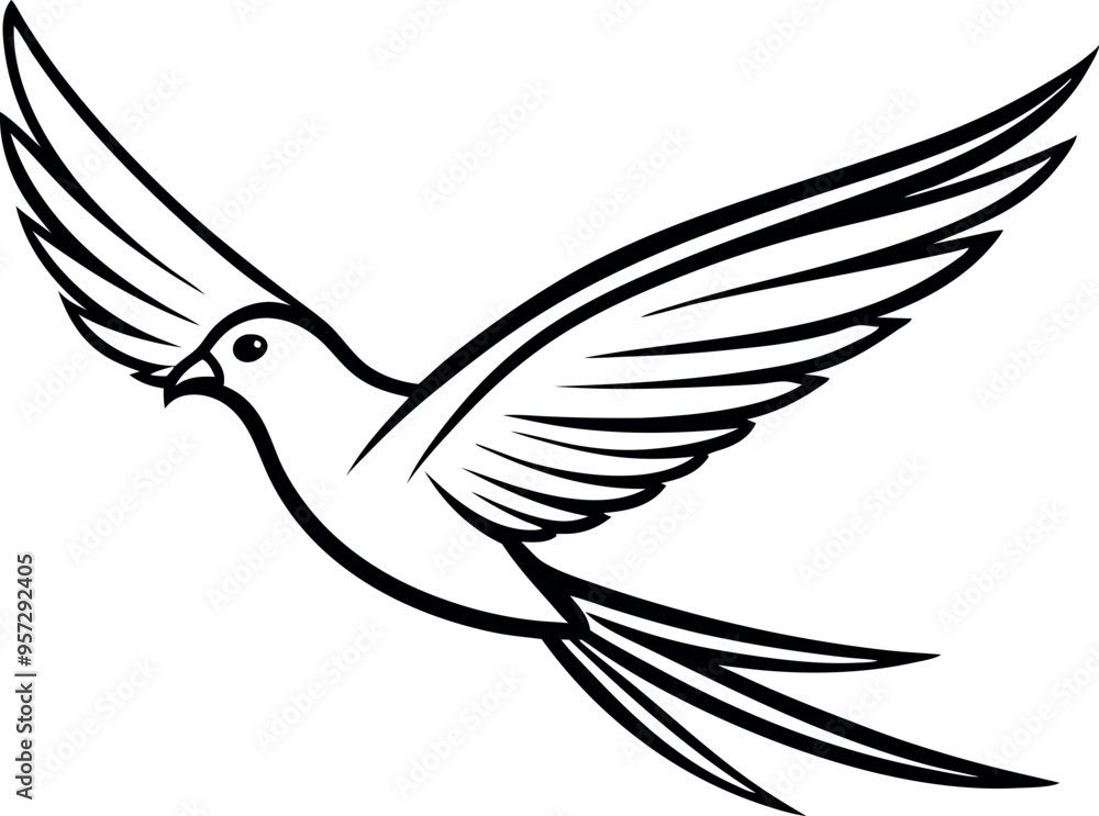 Obraz premium Elegant Line Art of a Bird in Flight Illustration