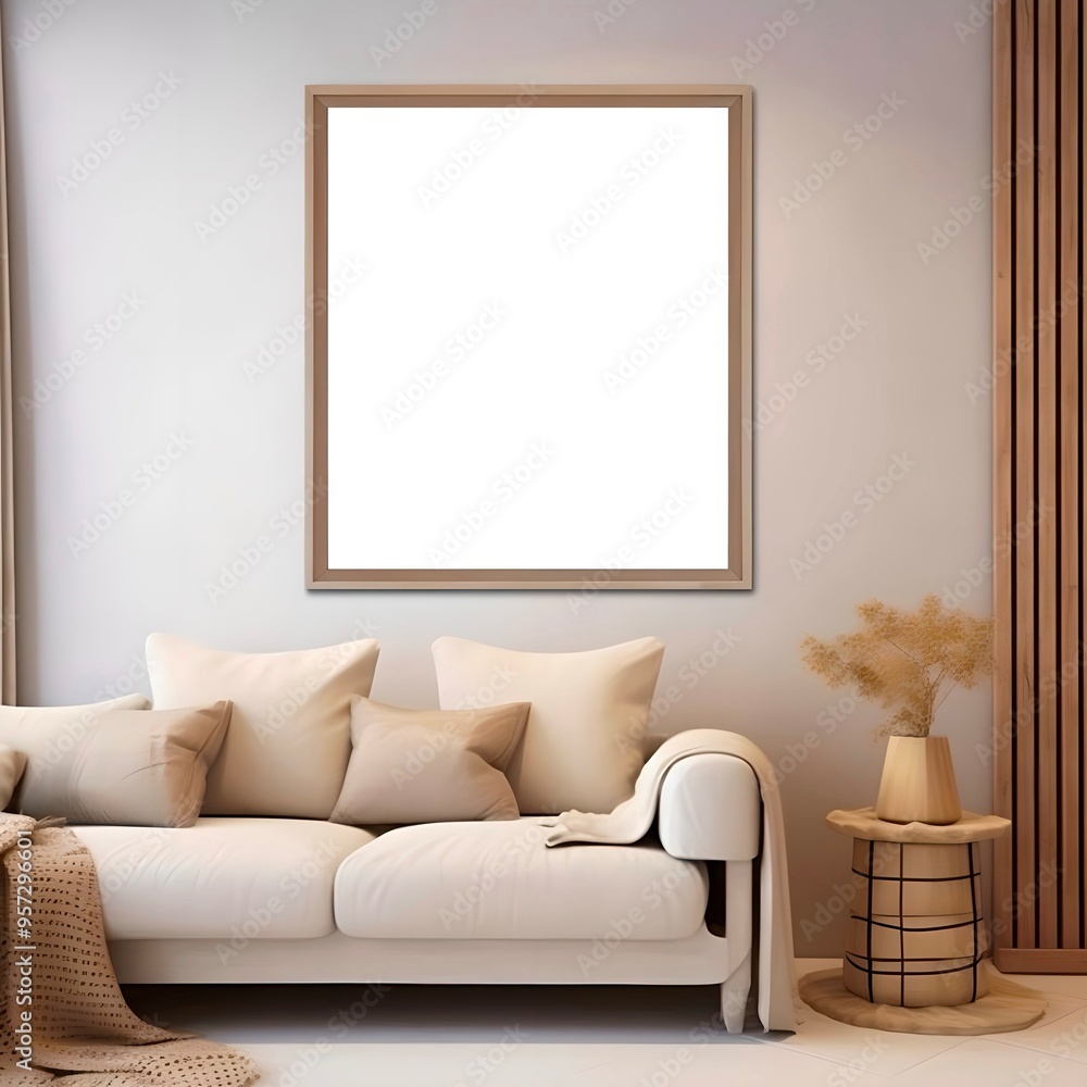 Blank white canvas in frame for mockups, posters and art illustrations, to display your artwork Blank white canvas in frame for mockups, posters and art illustrations, to display your artwork