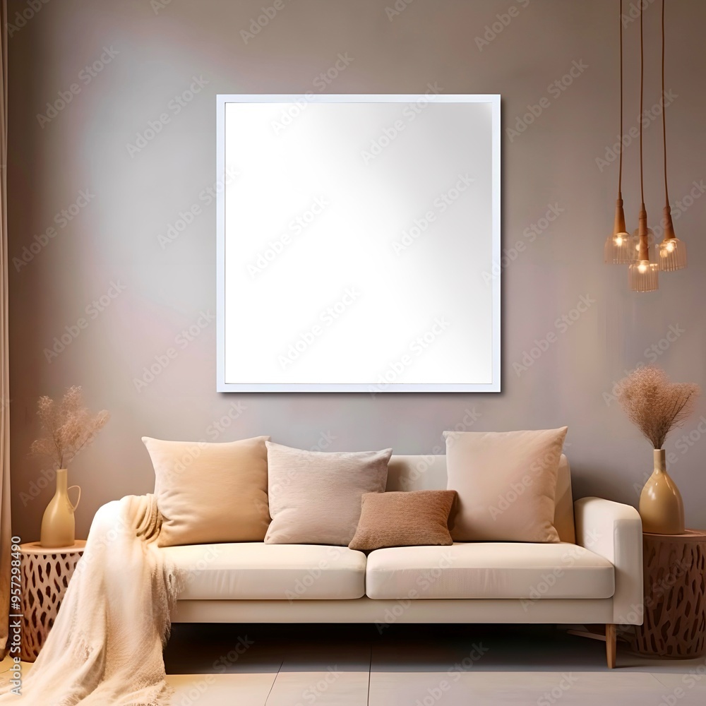 Blank white canvas in frame for mockups, posters and art illustrations, to display your artwork Blank white canvas in frame for mockups, posters and art illustrations, to display your artwork