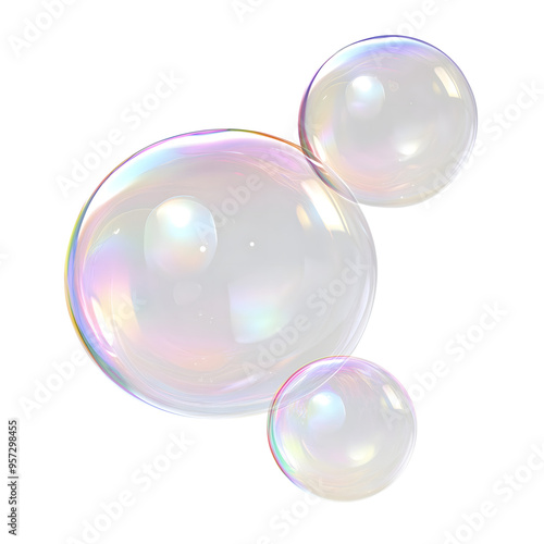 soap bubbles isolated on transparent background Generative Ai.