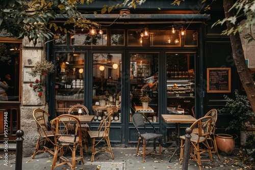 Exterior of a outdoor cafe in Paris photo