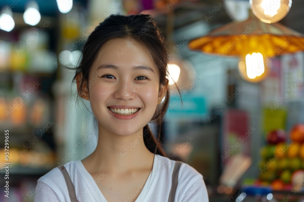 Portrait of a smiling young Asian woman small business owner Portrait of a smiling young Asian woman small business owner